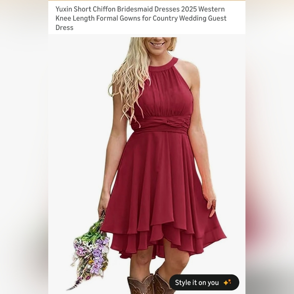 Chic Halter High-Low Dress in Deep Red